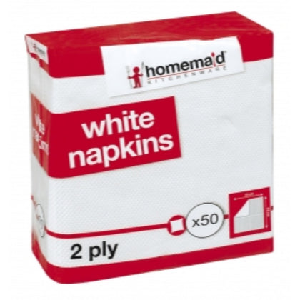 Pack of 50 White Napkins 33x33cm 2 Ply