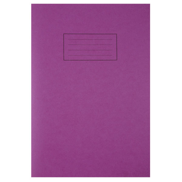 Pack of 100 A4 Purple Exercise Books 80 Pages - Feint Ruled with Margin