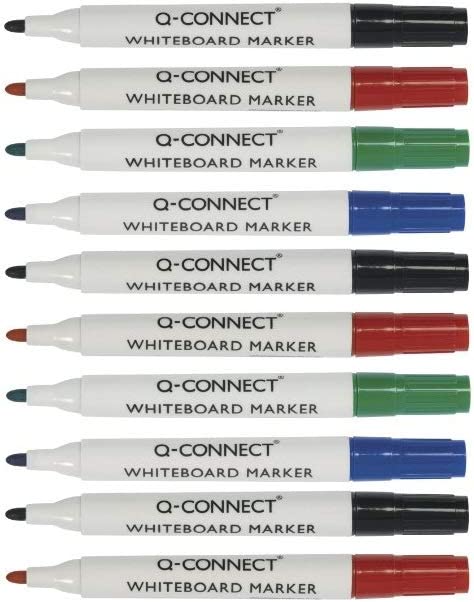 Pack of 10 Assorted Colour Whiteboard Drywipe Marker Pens