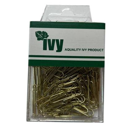 Pack of 100 Brassed Coloured Paper Clips by Ivy Stationery