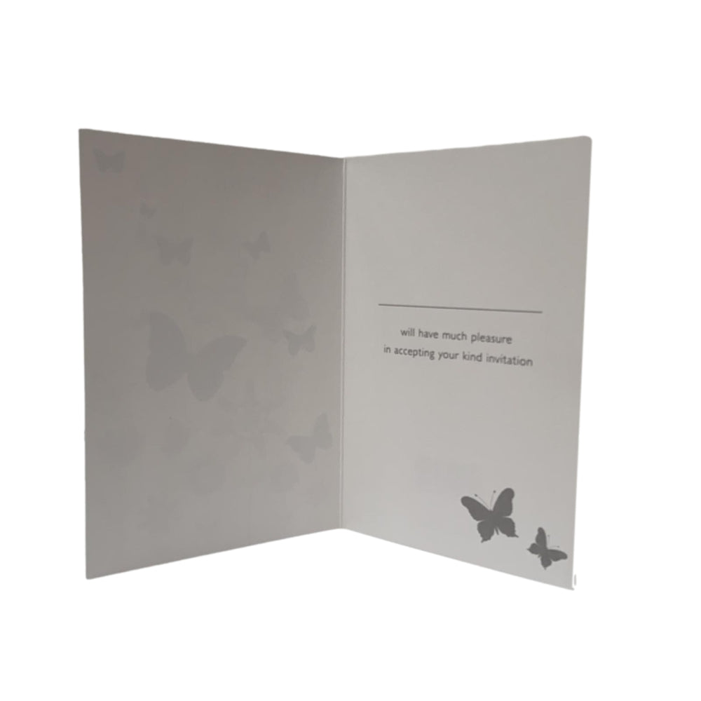 Open Acceptance Red And Purple Design Butterfly Card