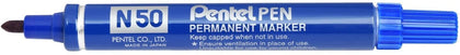 Pentel N50 Blue Permanent Marker Bullet Tip with Aluminium Barrel Waterproof Ink
