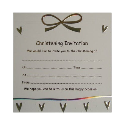 Luxury Pack of 10 Christening Invitations - Christening Bow