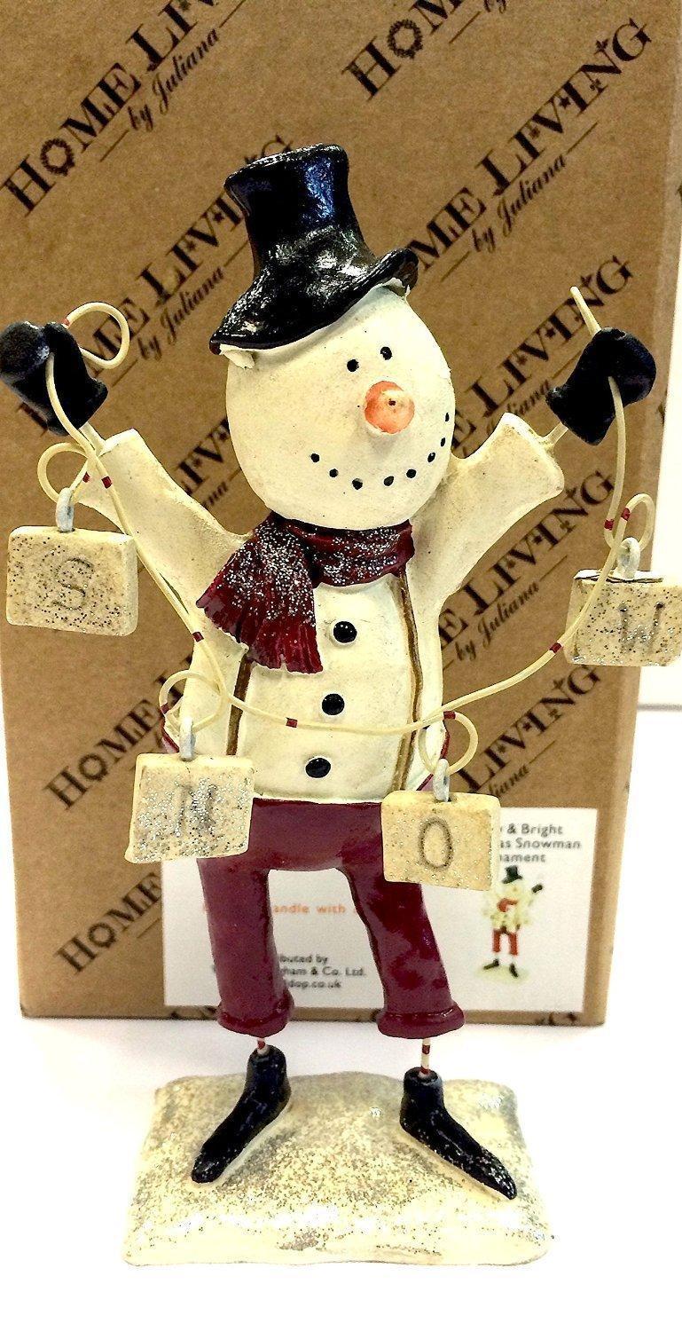 Merry & Bright Christmas Snowman 'Snow' Statue Ornament