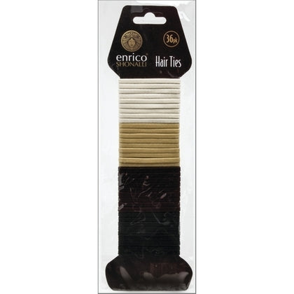 Pack of 36 Enrico Shonalli Assorted Shiny Hair Ties