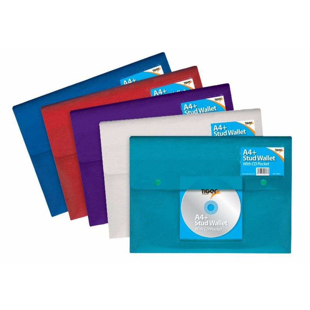 5 x A4 2 Stud Wallet+CD Pkt Assrtd