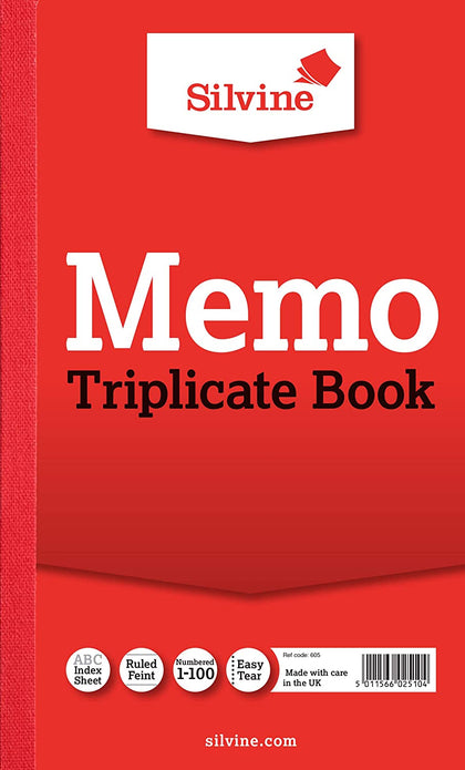 Triplicate Memo Book 8.25