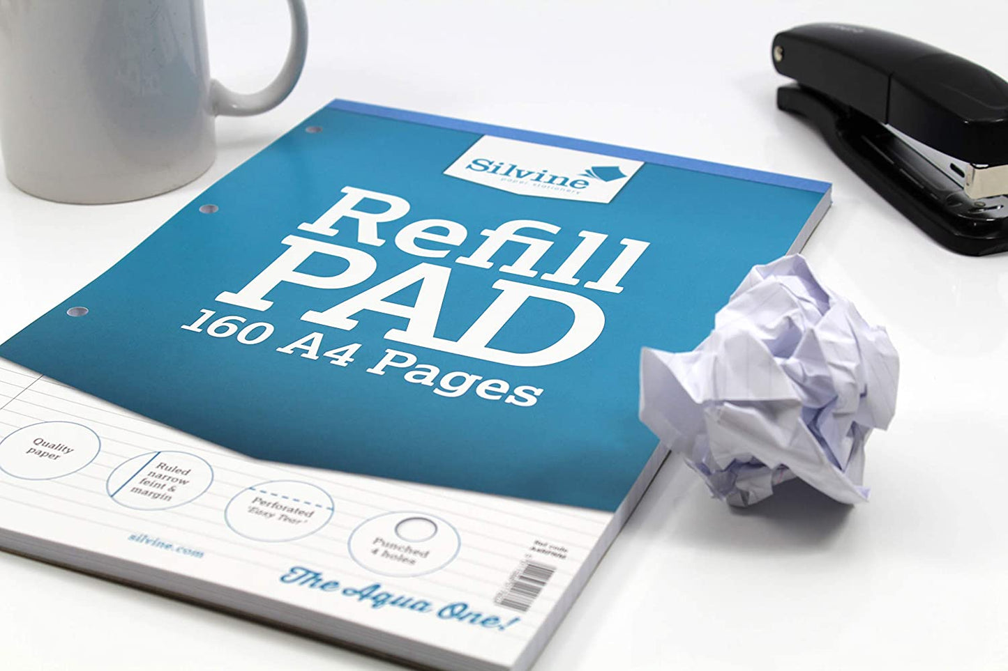 A4 160 Pages Narrow 6mm Feint with Margin Refill Pad (210x297mm)