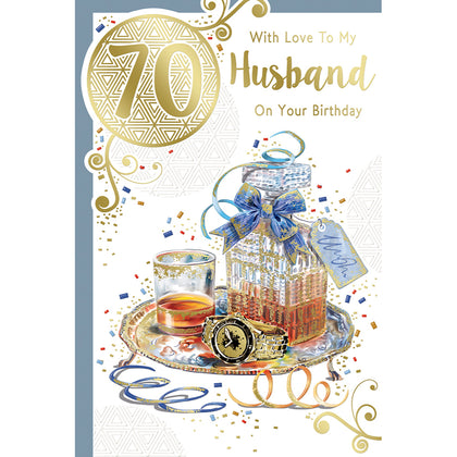 With Love To My Husband On Your 70th Birthday Celebrity Style Greeting Card