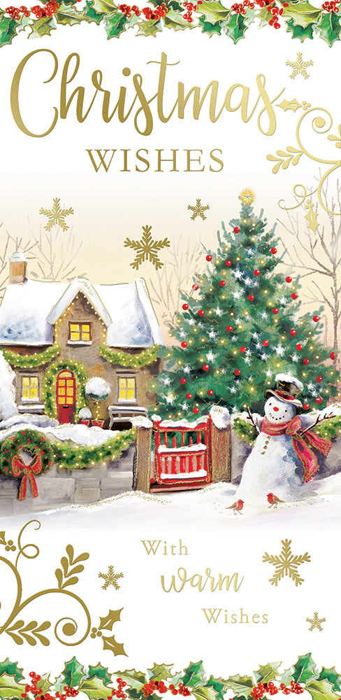 Box of 20 Snow Design Luxury Slim Christmas Greetings Cards With Envelopes