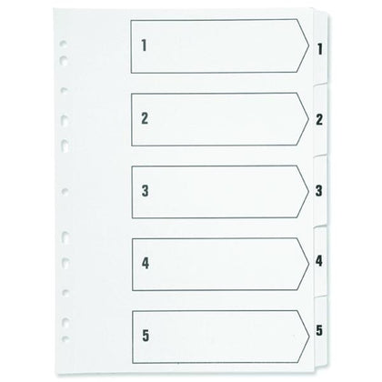 A4 1-5 Multi-punched Polypropylene White Index