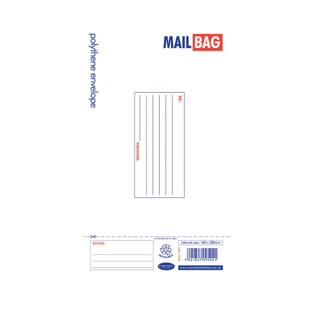 Pack of 25 Small Polythene Mail Bags 16 x 23cm