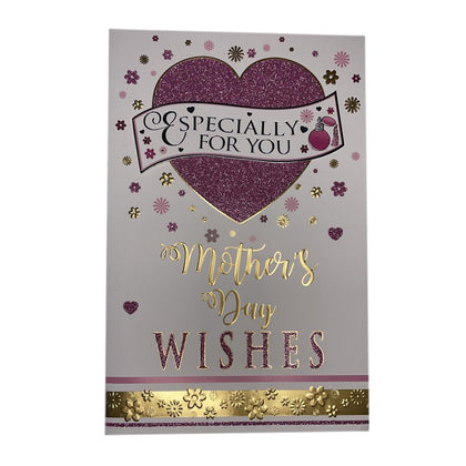 Especially For You Glitter Heart Design Open Mother's Day Card