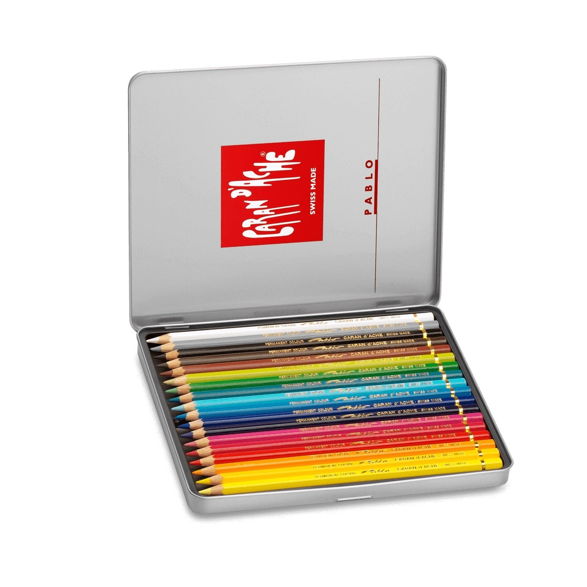 Caran d'Ache 18 Pablo Assorted Colour Pencils in Metal Tin