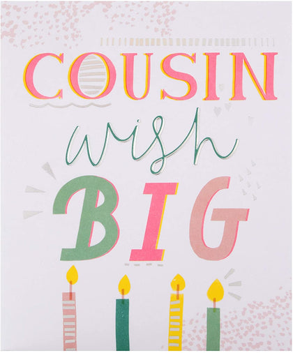 Contemporary Embossed Text Design Cousin Birthday Card
