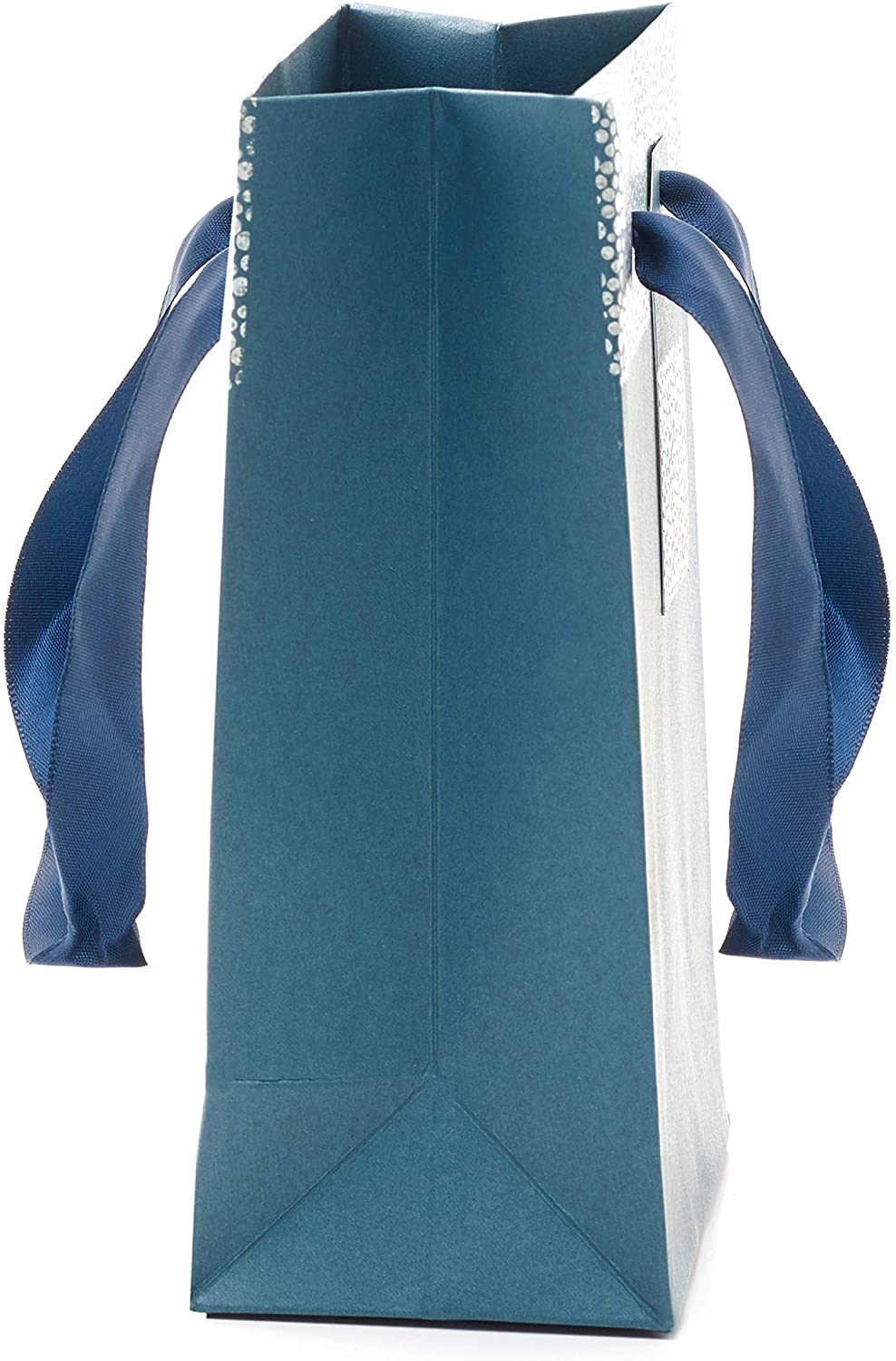 Holographic Silver Foil Small Navy Blue Gift Bag