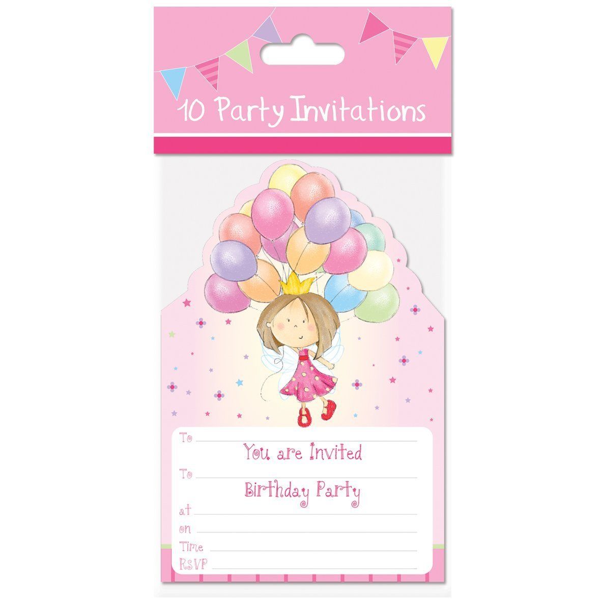 Pack of 10 Invitation Cards Princess Design
