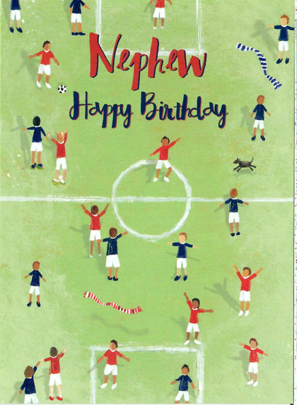 Wishing Well Nephew Football Pitch Birthday Card