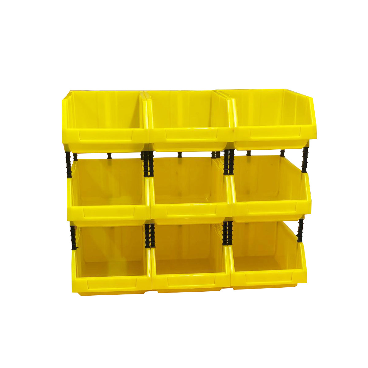 Set of 30 Stackable Yellow Storage Pick Bin with Riser Stands 400x245x154mm
