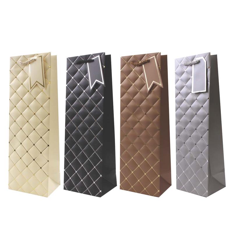 Single Embossing Foil Classic Design Bottle Gift Bag