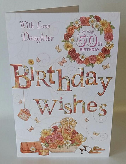 Daughter Happy 50th Birthday Sentimental Verse Quality Greeting Card