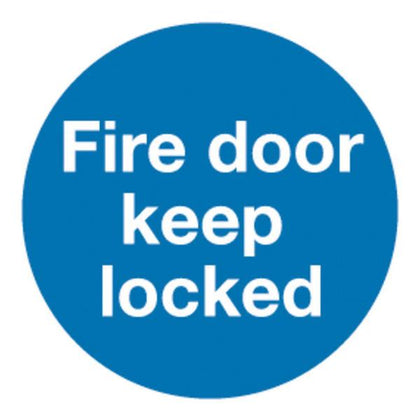 Safety Sign Fire Door Keep Locked 100x100mm Self-Adhesive (Pack of 5) KM72A/S