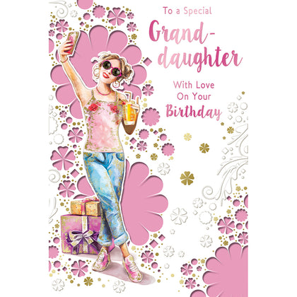 To a Special Granddaughter With Love On Your Birthday Celebrity Style Greeting Card