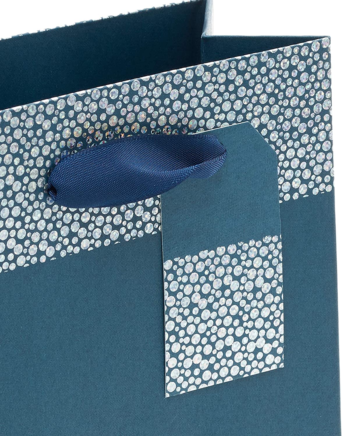 Holographic Silver Foil Small Navy Blue Gift Bag