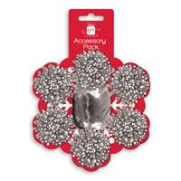 Pack of 7 Pieces Christmas Silver Bows and Cop Set