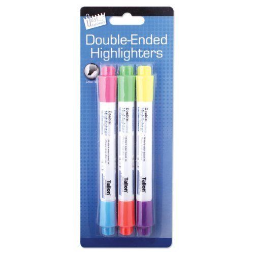 3 Double-Ended Highlighters 6 Colours
