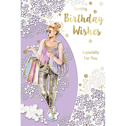 Sending Birthday Wishes Especially For You Open Female Celebrity Style Greeting Card