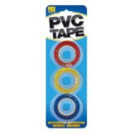 Pack of 3 Coloured PVC Tape 18mm x 15m