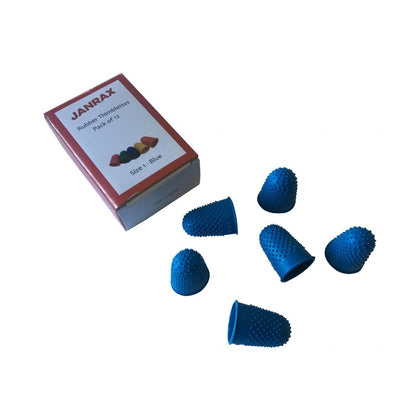Pack of 12 Blue No.1 Rubber Thimblettes - Medium Thimble Finger Cones
