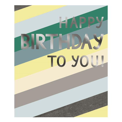 Foil Finished With Striped Design Open Male Birthday Card