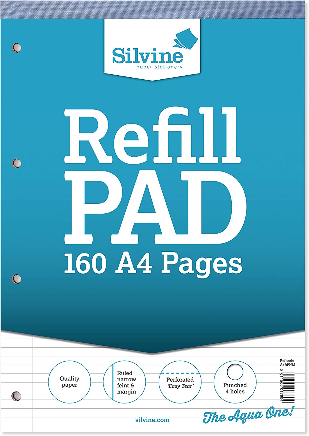 A4 160 Pages Narrow 6mm Feint with Margin Refill Pad (210x297mm)