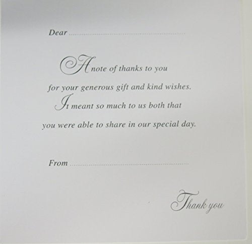 Thank you for the wedding gift cards silver foil turquoise aqua heart design pack of 6 cards