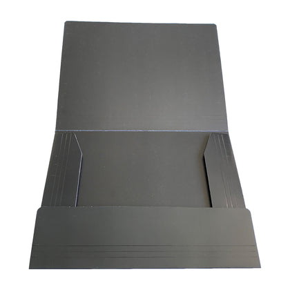 Janrax A4 Black Laminated Card 3 Flap Folder with Elastic Closure