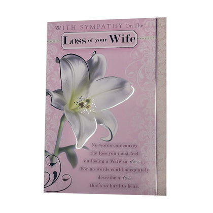 With Sympathy On The Loss of Your Wife Lily Flower Design Card