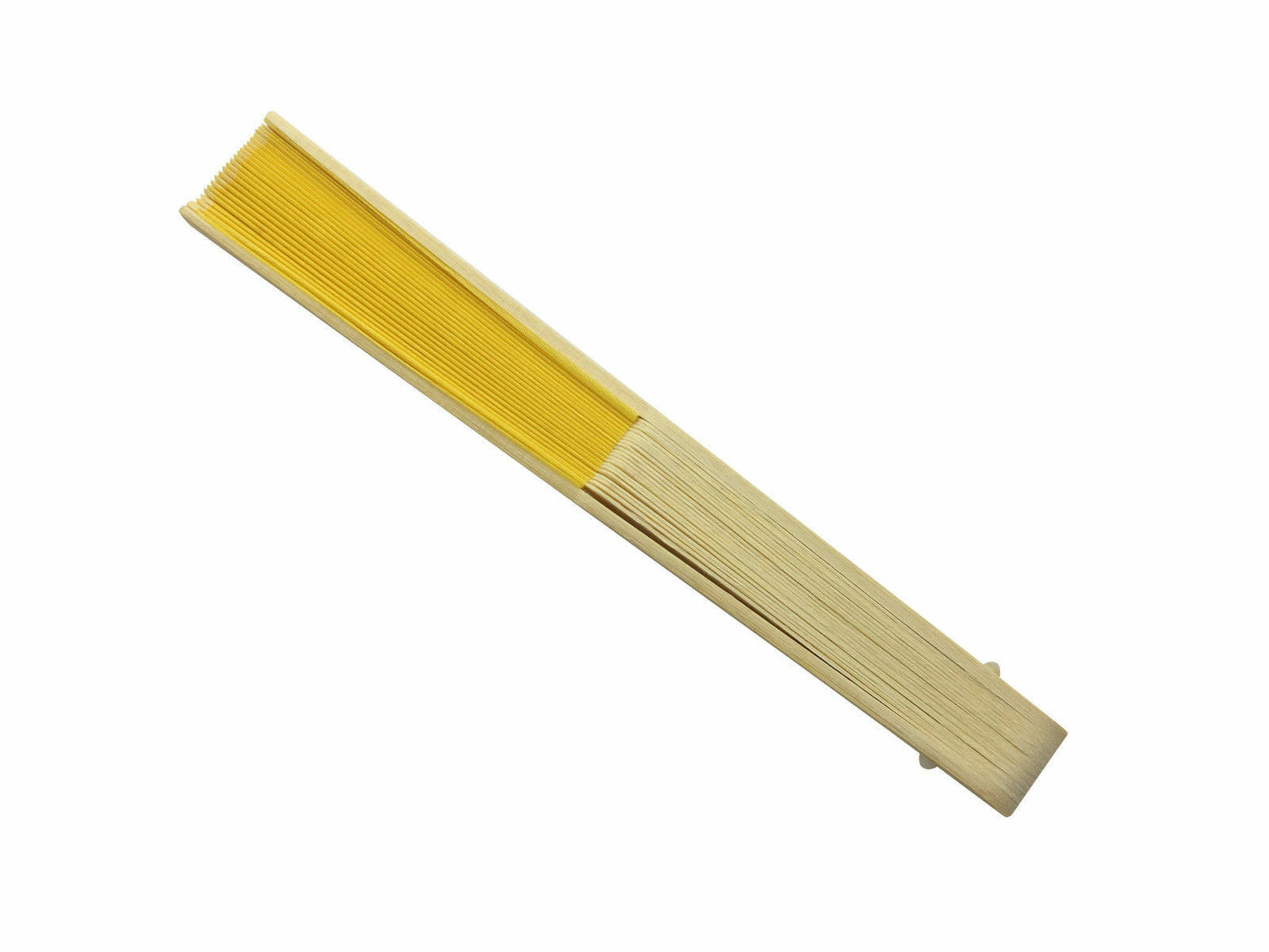 Yellow Fabric Hand Held Bamboo and Wooden Fan