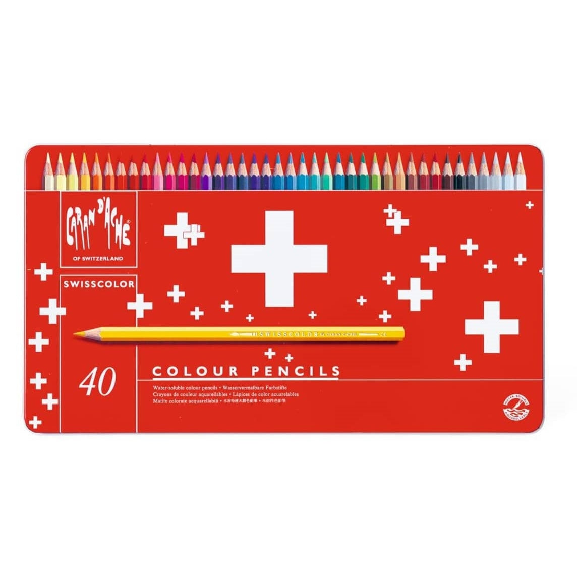 Caran d'Ache 40 Swisscolor Colouring Pencils in Metal Tin