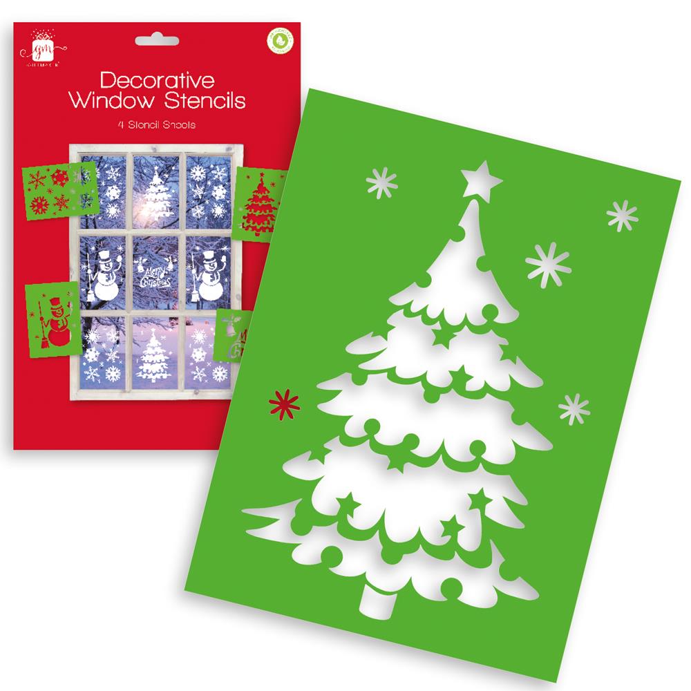 Pack of 4 Christmas Decorative Window Stencils Set