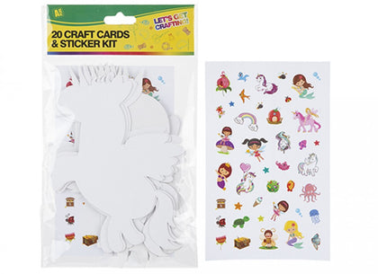 Pack of 20 Card Craft Cutouts With Stickers