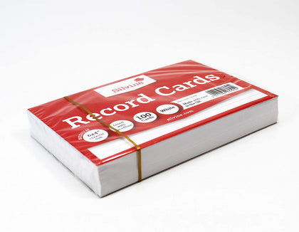 Pack of 100 Silvine record cards Feint Ruled White 6