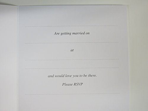 Wedding Invites Silver foil turquoise aqua heart design - pack of 6 cards and envelopes