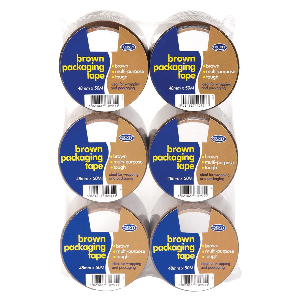Pack of 6 Brown Packaging Tape 48mm x 50M