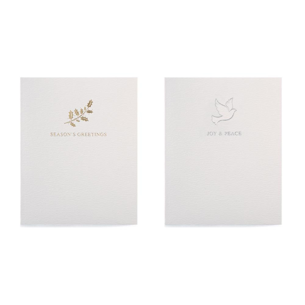Pack of 10 Holly or Dove Design Christmas Luxury Portrait Greeting Card