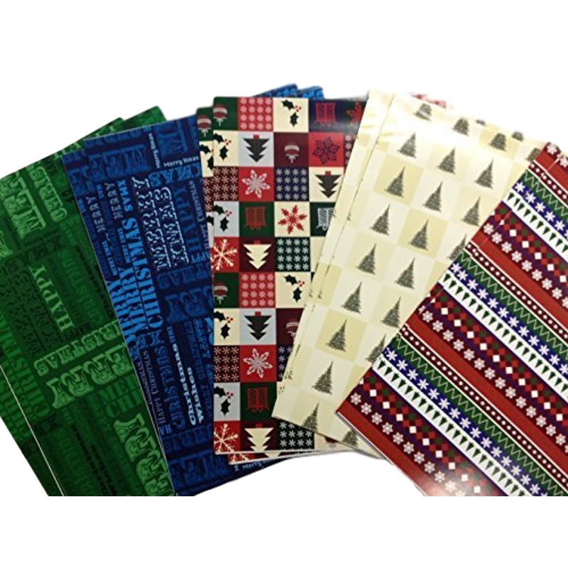 10 Sheets of Soft Touch Foiled Christmas Wrapping Paper - Gift Wrap and Tags