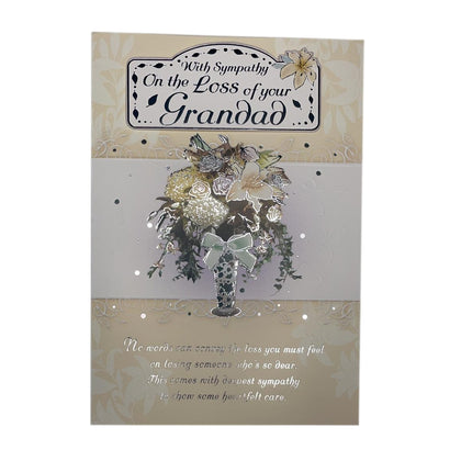 With Sympathy On The Loss of Your Grandad Lily Flower Pot Design Card