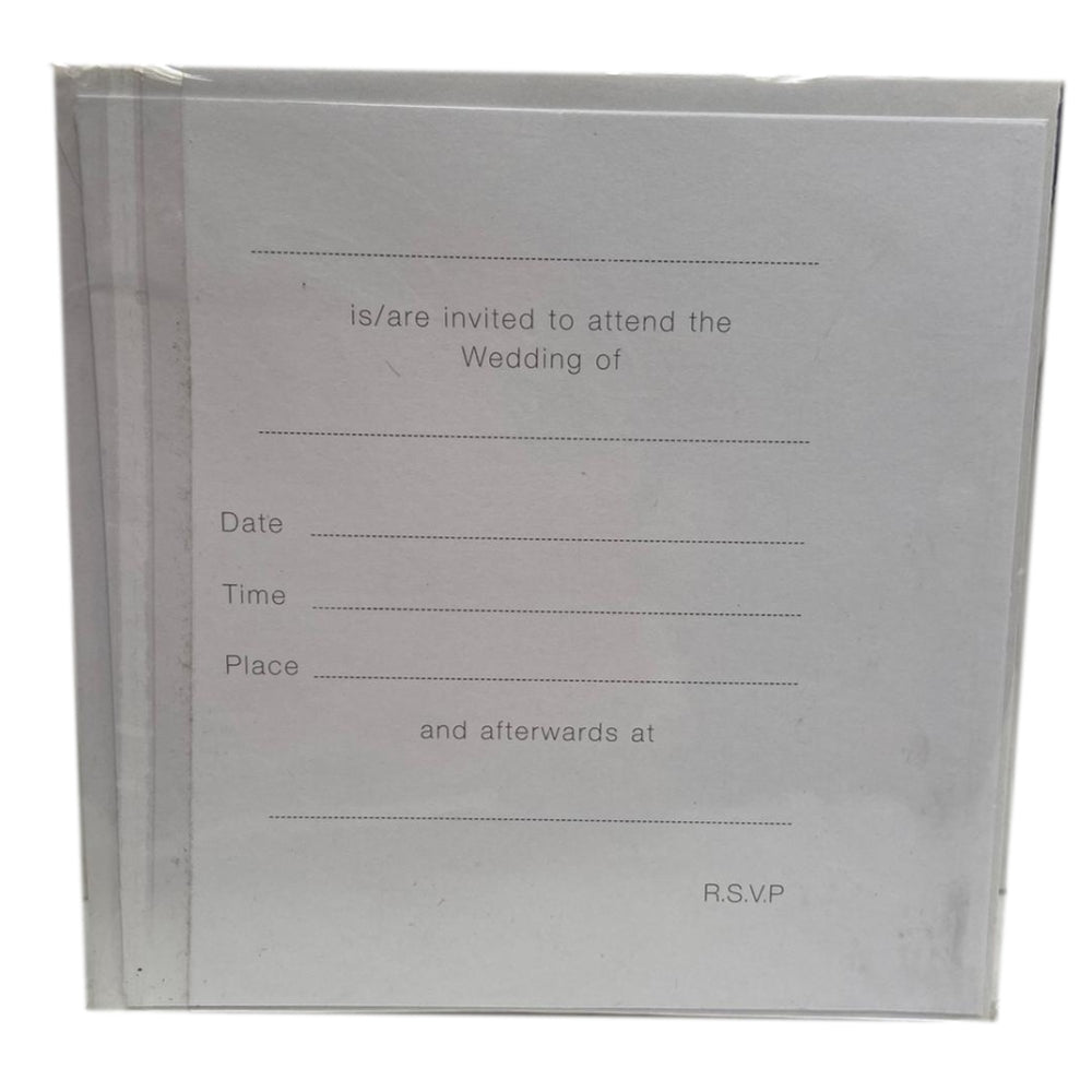 Pack of 6 Luxury White Wedding Invitations with Embossed Hearts