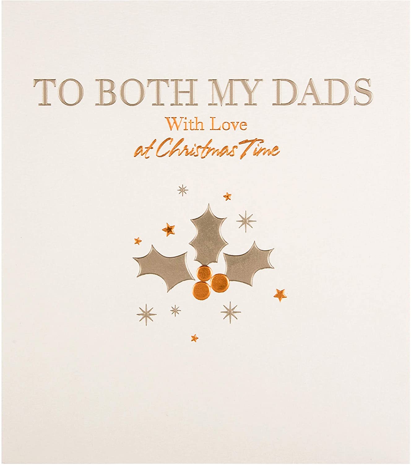 Christmas Studio Card for 'Both My Dads' Embossed Silver and Copper Foil Design